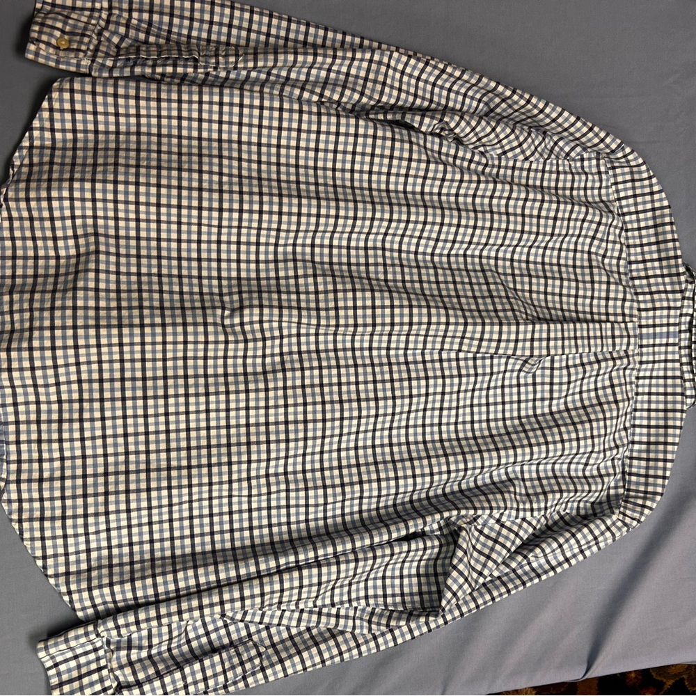 Polo Ralph Lauren men’s Blue and White Checkered Shirt size XL 100 % cotton - Picture 2 of 5